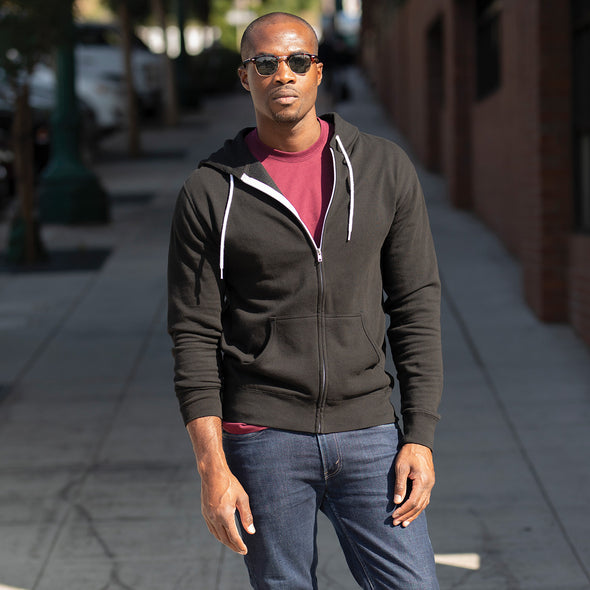 Vintage Lightweight Full Zip Hoodie Sweatshirt For Men