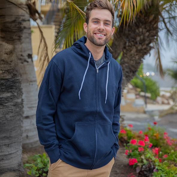 Vintage Lightweight Full Zip Hoodie Sweatshirt For Men