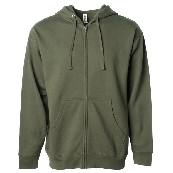 Midweight Fleece Hoodie Zip Up Sweatshirt for Men