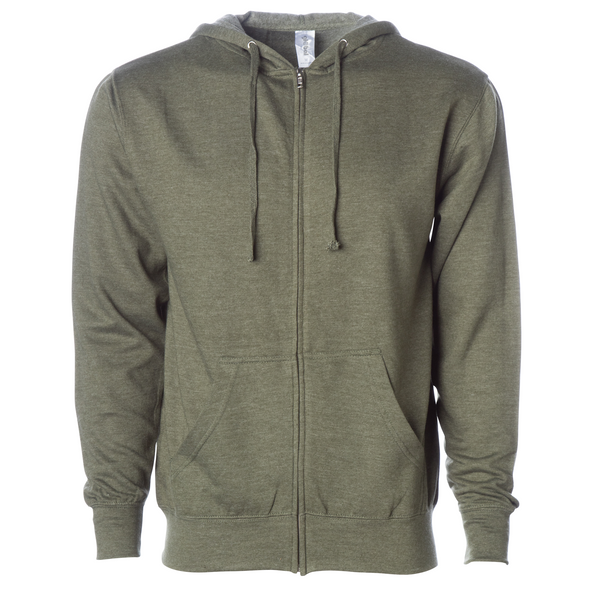 Midweight Fleece Hoodie Zip Up Sweatshirt for Men