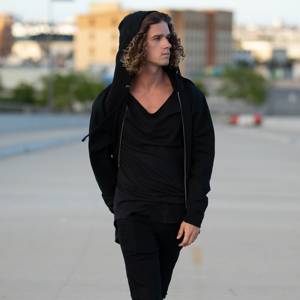 Midweight Fleece Hoodie Zip Up Sweatshirt for Men