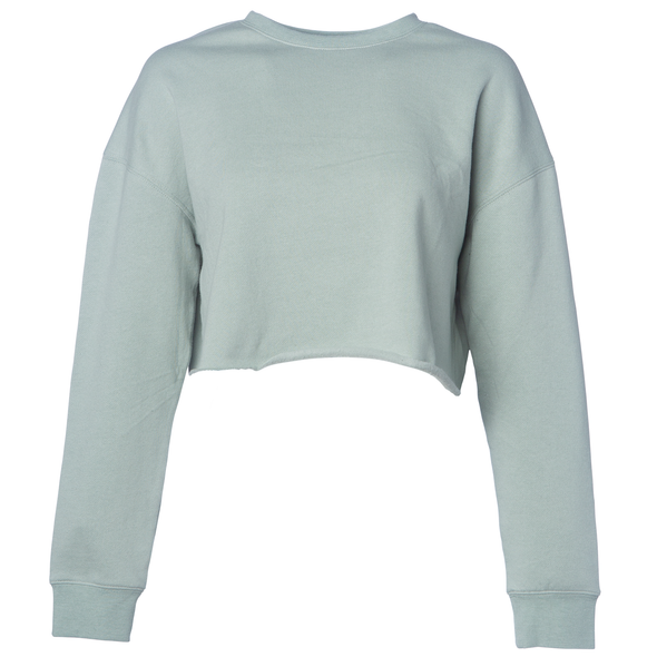 Crop Top Fleece Crew Neck Sweatshirt for Women