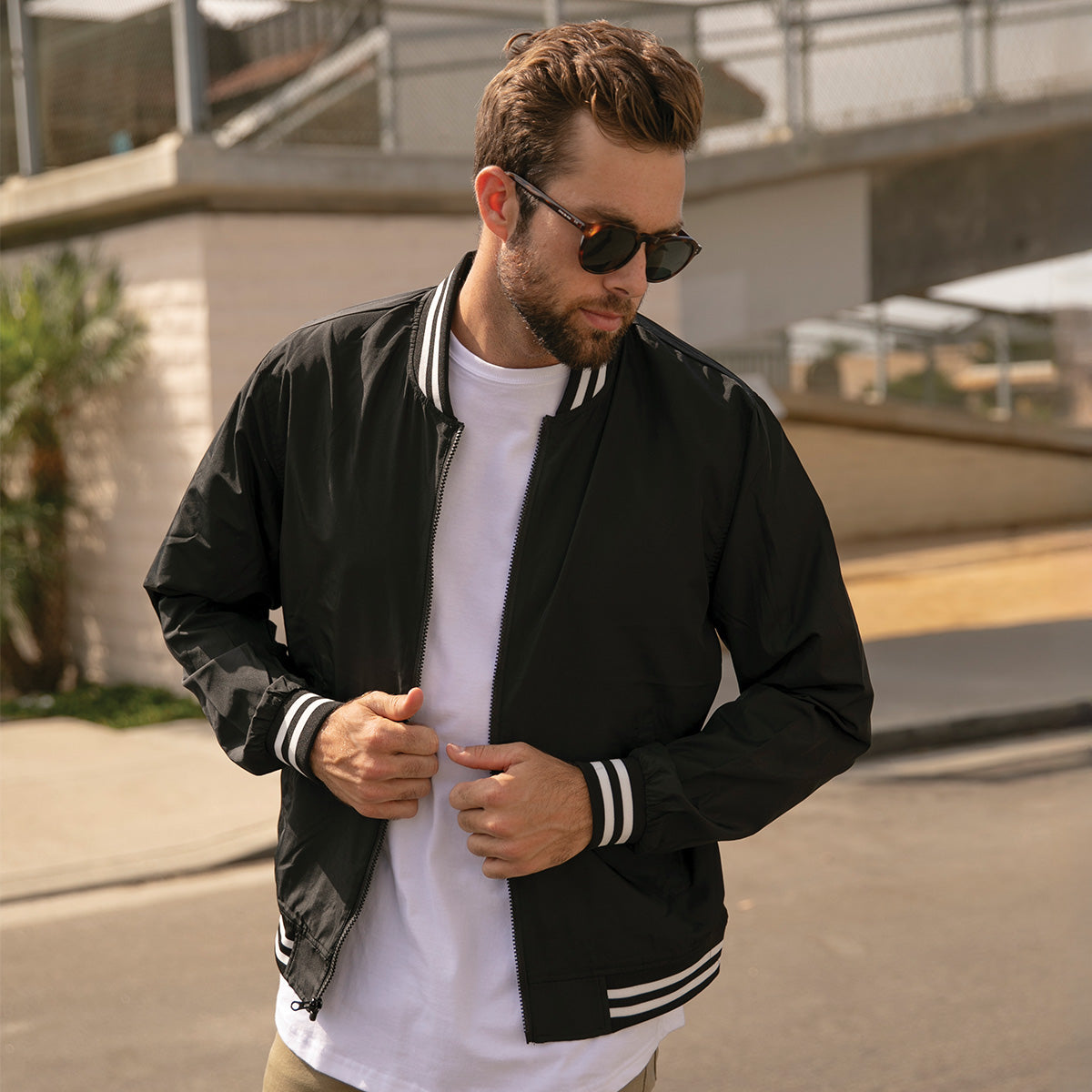 Lightweight Crewneck Windbreaker Bomber Jacket for Men and Women Global Blank