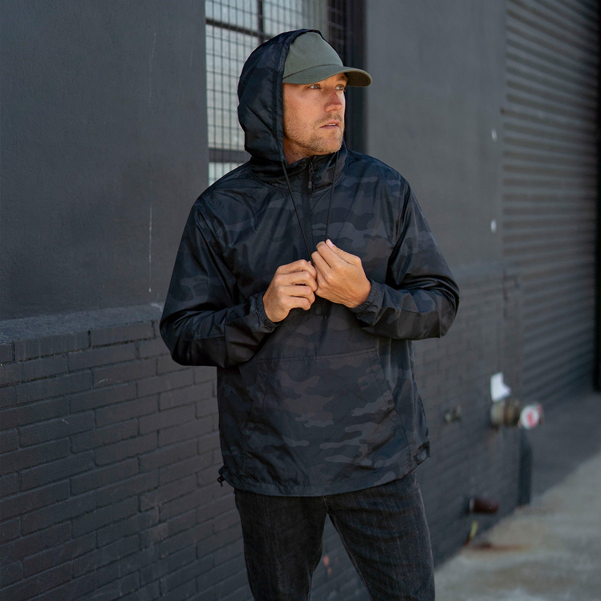 Mens black pullover windbreaker cheap