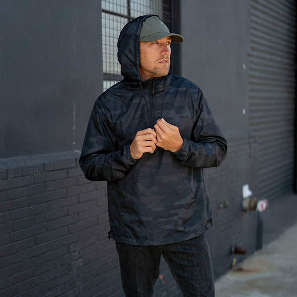 Packable Half Zip Windbreaker Lightweight Pullover Wind Jacket for Men