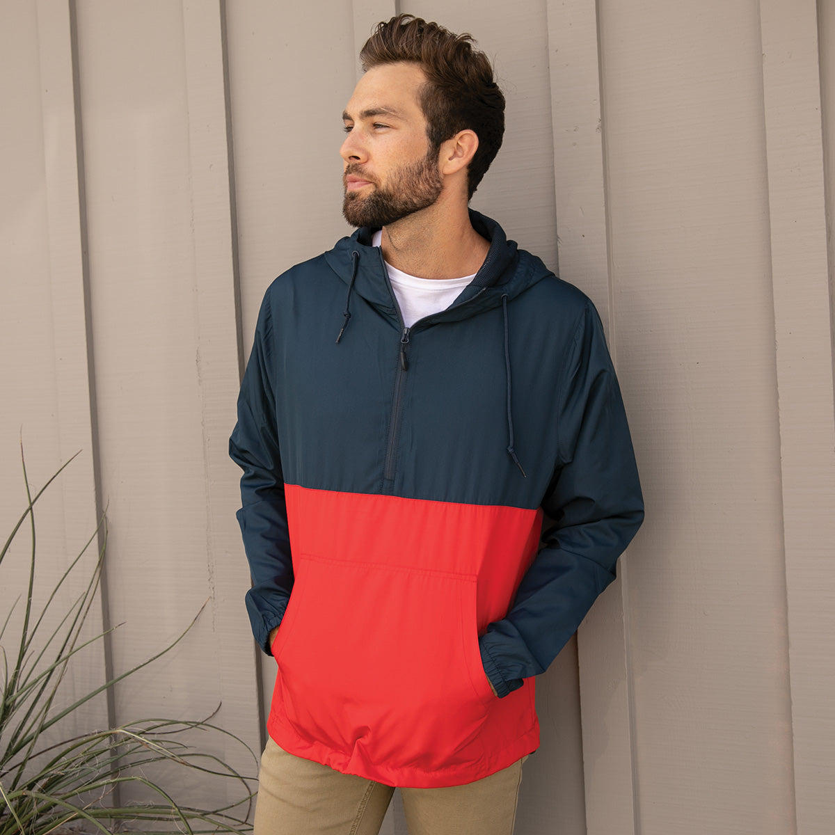 Packable Half Zip Windbreaker Lightweight Pullover Wind Jacket for Men Global Blank