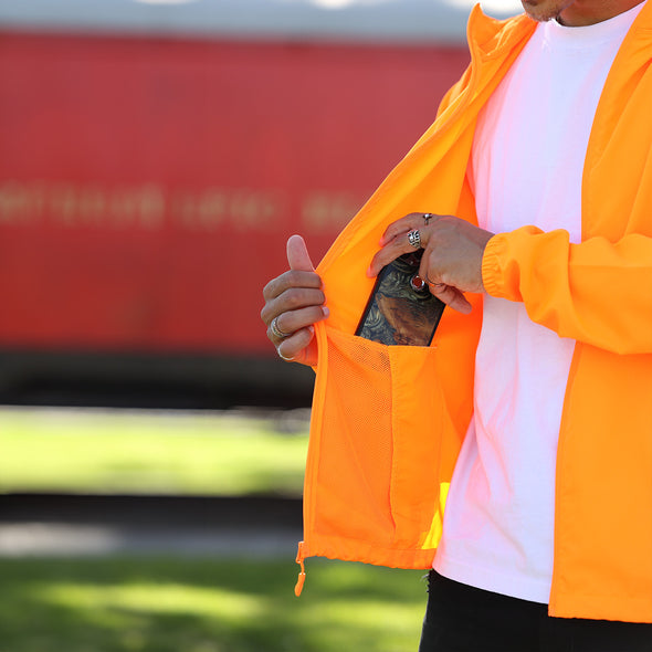 Packable Zip Windbreaker Lightweight Hooded Wind Jacket for Men (Solid Colors)
