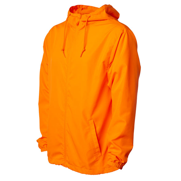 Men's Packable Zip  Hi Visibility Windbreaker Lightweight Hooded Wind Jacket