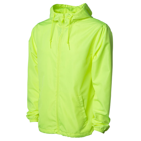 Men's Packable Zip  Hi Visibility Windbreaker Lightweight Hooded Wind Jacket