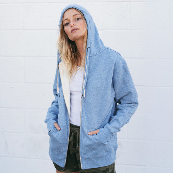 Sherpa lined full zip hoodie women's 2025