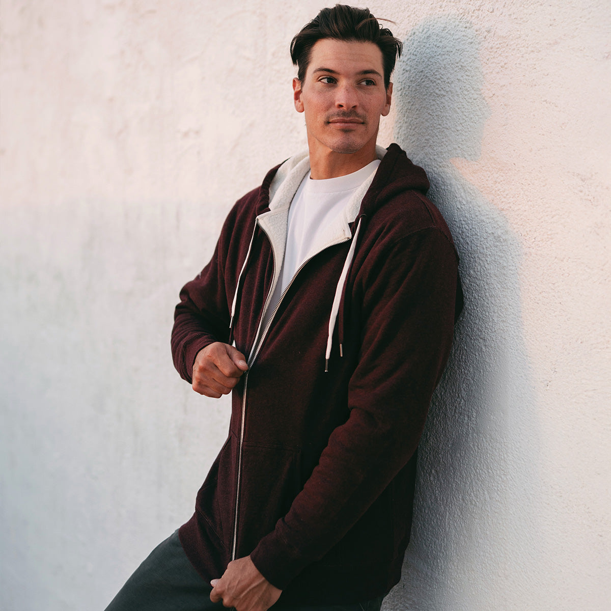 Heavyweight Sherpa Lined Full Zip Hoodie For Men Global Blank