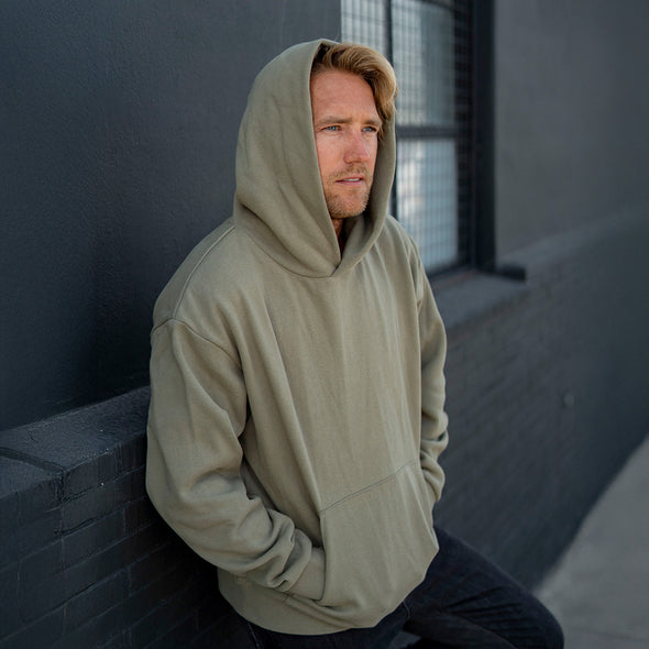 Street Style Hoodie Heavyweight Fleece Pullover Sweatshirt for Men