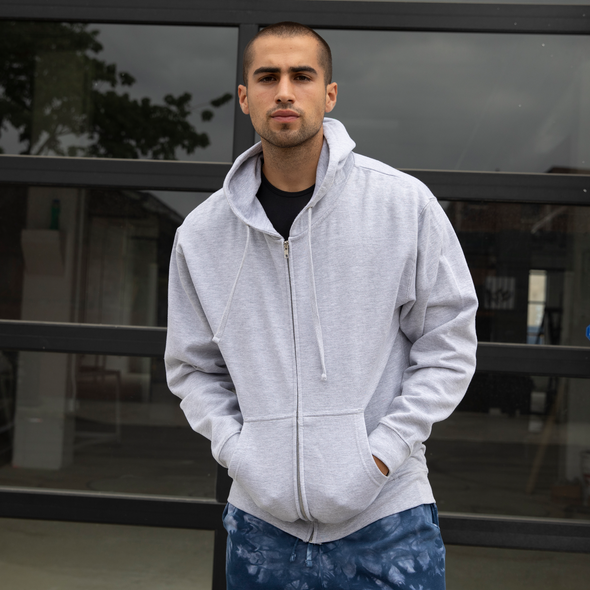 Midweight Fleece Hoodie Zip Up Sweatshirt for Men