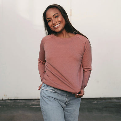 Crew Neck Tunic Style Fleece Sweater for Women