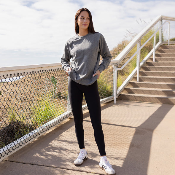Super Soft Crewneck Sweatshirt Midweight Fleece Pullover for Women
