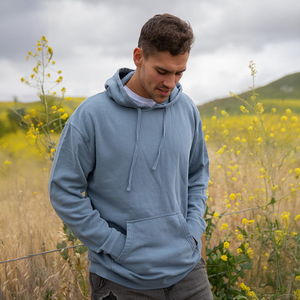Pigment Dyed Pastel Hoodie Midweight Pullover Sweatshirt for Men