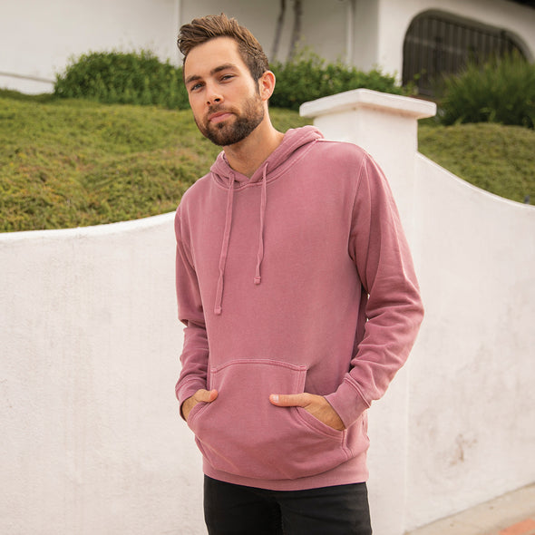 Pigment Dyed Pastel Hoodie Midweight Pullover Sweatshirt for Men
