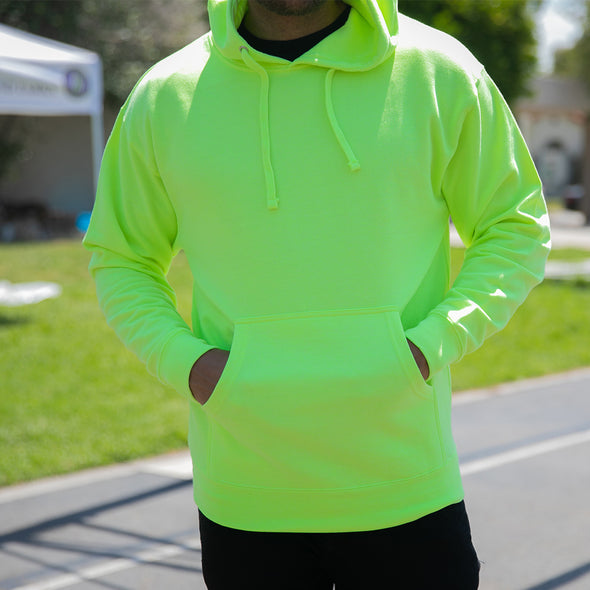 Midweight Fleece Pullover Hooded Sweatshirt for Men HI VIS Colors