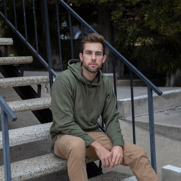 Midweight Fleece Pullover Hooded Sweatshirt for Men Solid - Core Colors