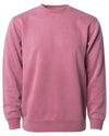 Front of a pastel maroon crew neck sweatshirt.