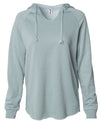Front of a long sleeve pastel green pullover hoodie.