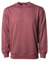 Front of a port red french terry long sleeve crew neck sweater.