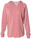 Front of a long sleeve pastel pink pullover hoodie.