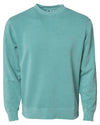 Front of a pastel mint green crew neck sweatshirt.