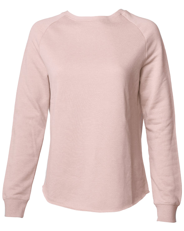 Front of a long sleeve pink pullover sweater.