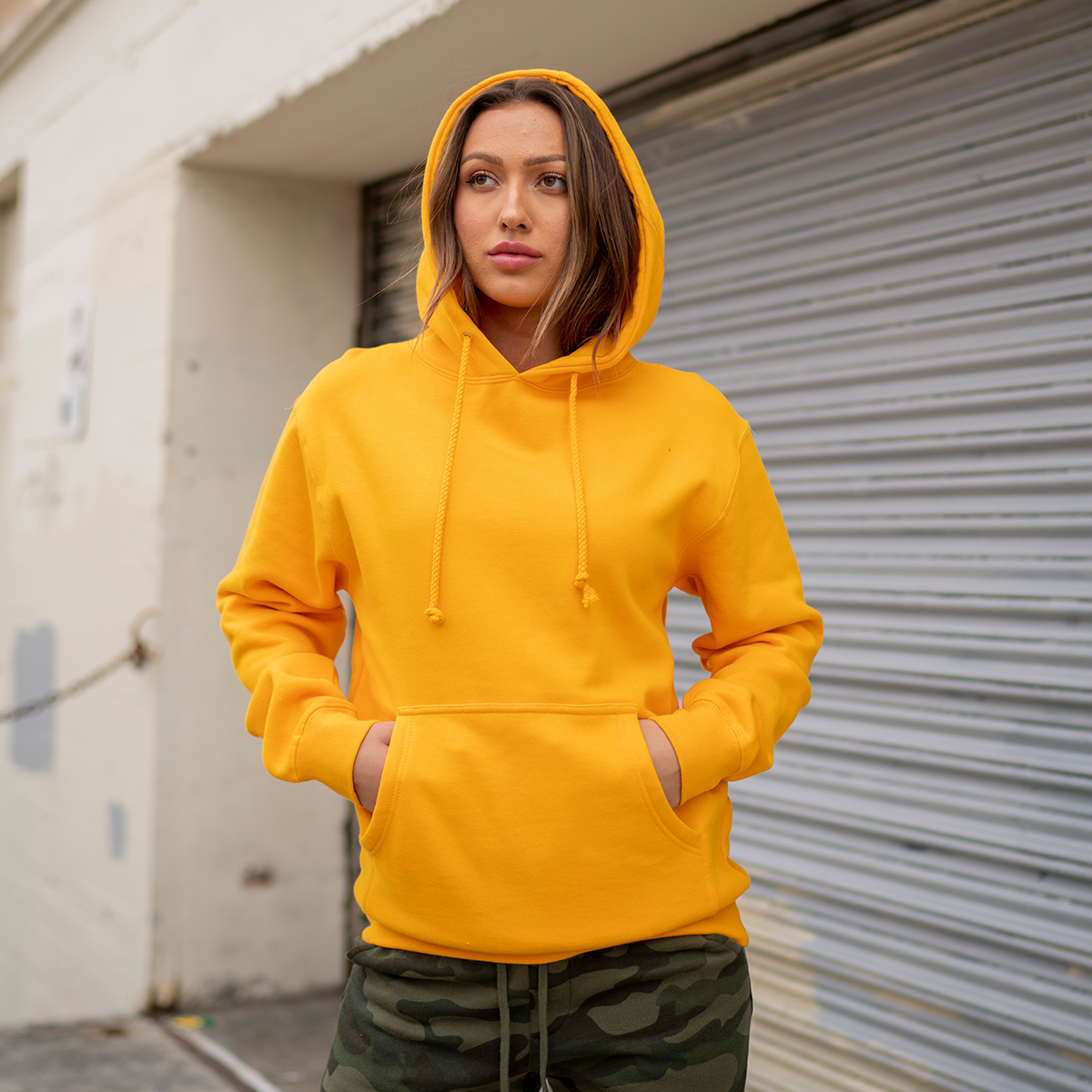 Safety yellow zip up hoodie hot sale