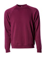 Front of a maroon fleece long sleeve crew neck sweater.