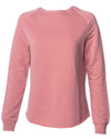 Front of a long sleeve rose pink pullover sweater.