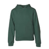 Front of children's green long-sleeve pullover hoodie with kangaroo pocket.