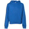 Front of children's royal blue long-sleeve pullover hoodie with kangaroo pocket.