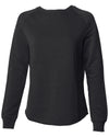 Front of a long sleeve black pullover sweater.