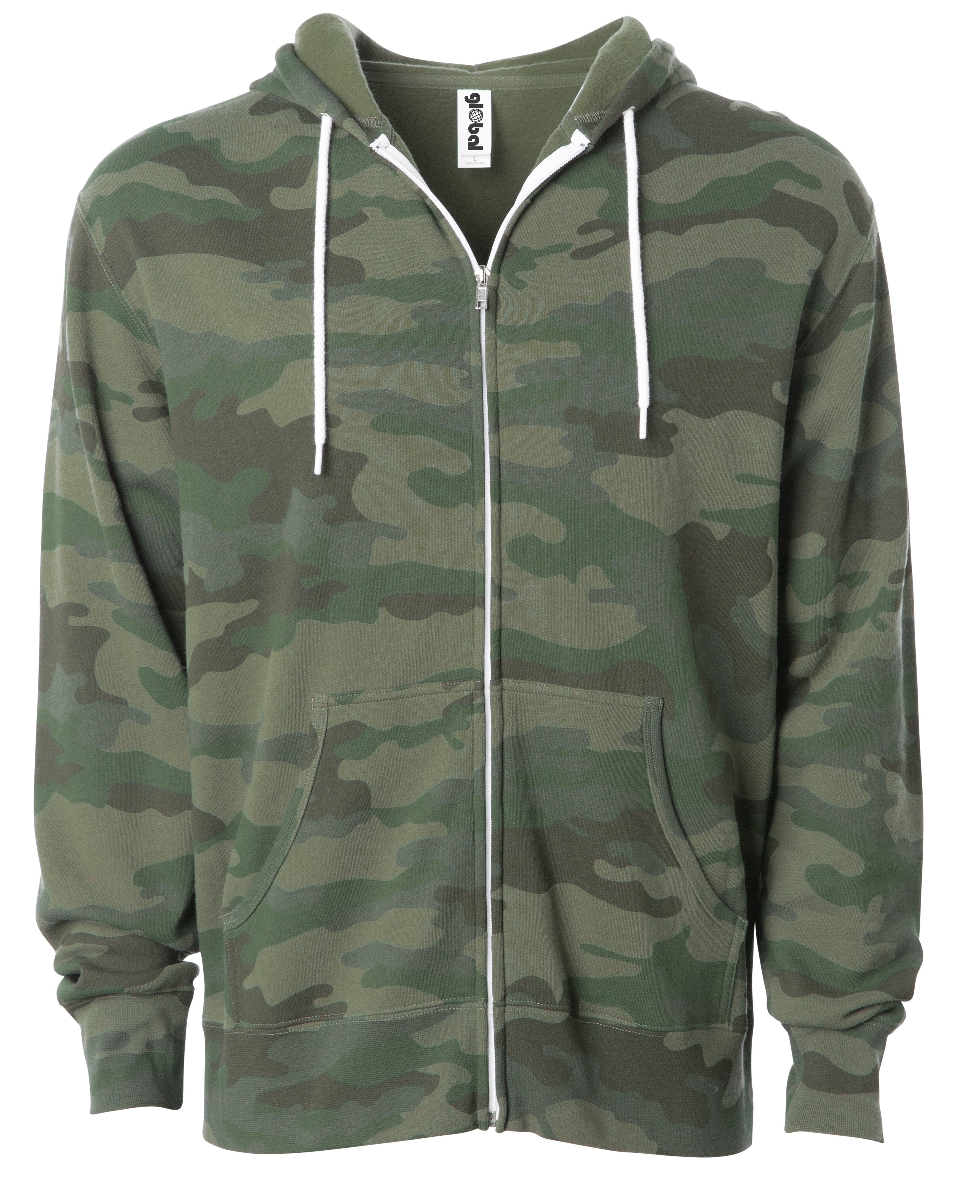 Vintage Lightweight Full Zip Hoodie Sweatshirt For Men Global Blank