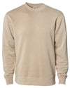 Front of a tan crew neck sweatshirt.