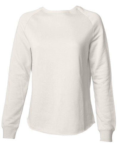 Front of a long sleeve beige pullover sweater.