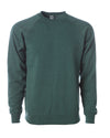 Front of a green fleece long sleeve crew neck sweater.
