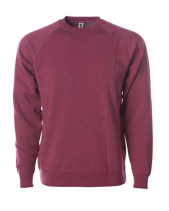 Front of a crimson fleece long sleeve crew neck sweater.