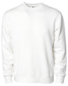 Front of a white crew neck sweatshirt.